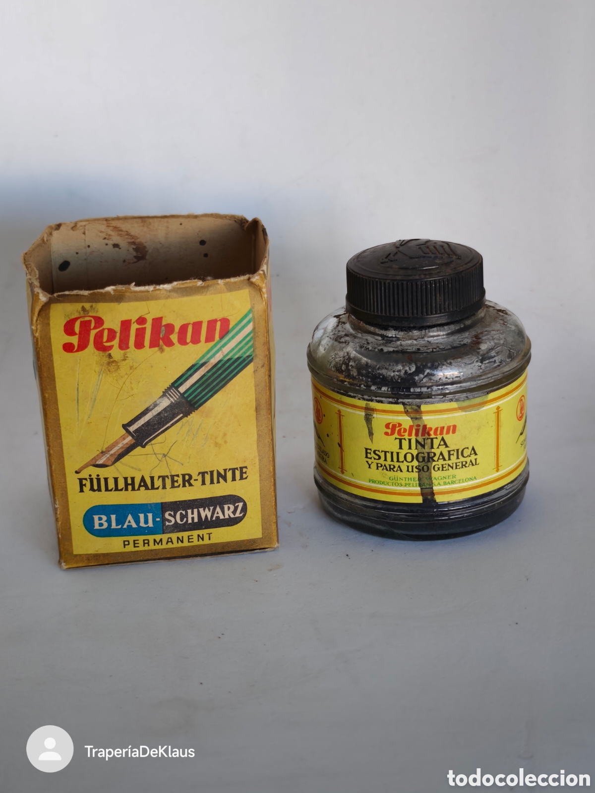 Plumas estilogr&aacute;ficas antiguas: Tintero Pelikan con caja original - car106