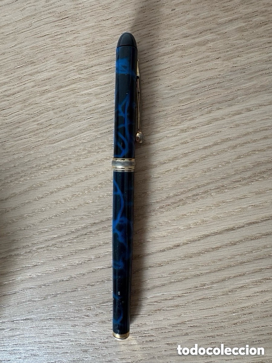 Old Fountain Pens: Antigua pluma marmoleada azul Iridium Point (A16)