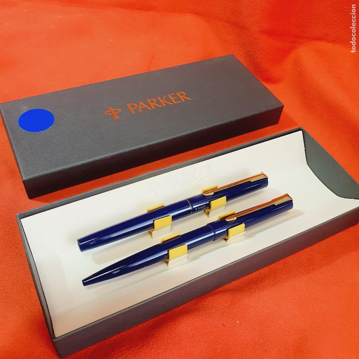 Plumas estilogr&aacute;ficas antiguas: JUEGO-PARKER 15 GT-TAMBI&Eacute;N LLAMADA JOTTER -AZUL MARINO+ORO-NUEVO-CAJA FOTOGRAF&Iacute;AS-COLECCIO