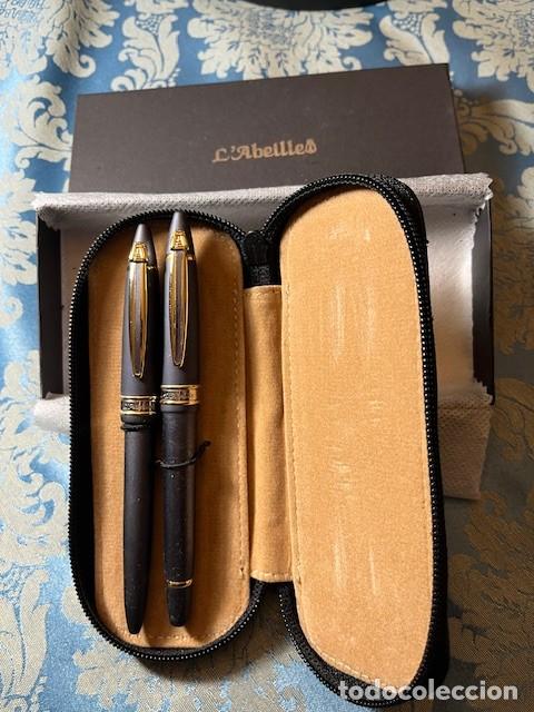 Plumas estilogr&aacute;ficas antiguas: Set de Escritura Laguiole,: Como Nuevas Estuche original de piel leg&iacute;tima una Pluma e un Boligrafo