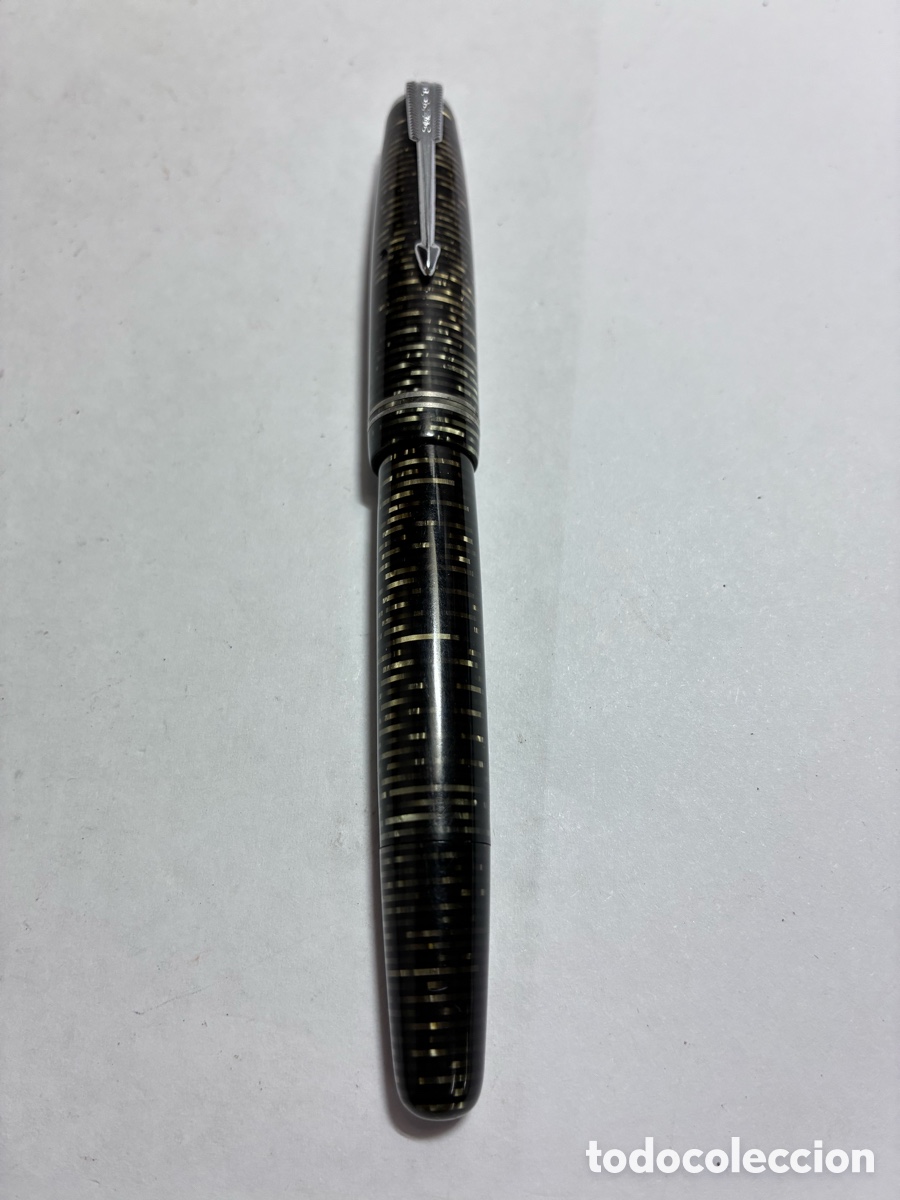 Plumas estilogr&aacute;ficas antiguas: Pluma Parker Vacumatic made in USA. 12,5 cm de largo. Plumin oro 585