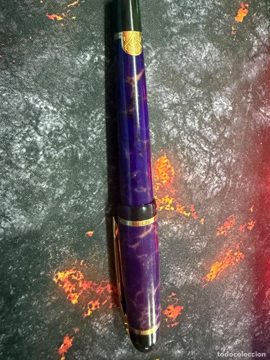 Plumas estilogr&aacute;ficas antiguas: Waterman Phileas Purple Marble Estilogr&aacute;fica Vintage France &ndash; Art D&eacute;co &ndash; Fountain Pen