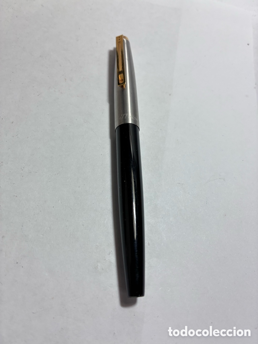 Plumas estilogr&aacute;ficas antiguas: PLUMA ESTILOGRAFICA-ESPA&Ntilde;A-INOXCROM 77 LUJO NEGRA-PLUM&Iacute;N ORO 88