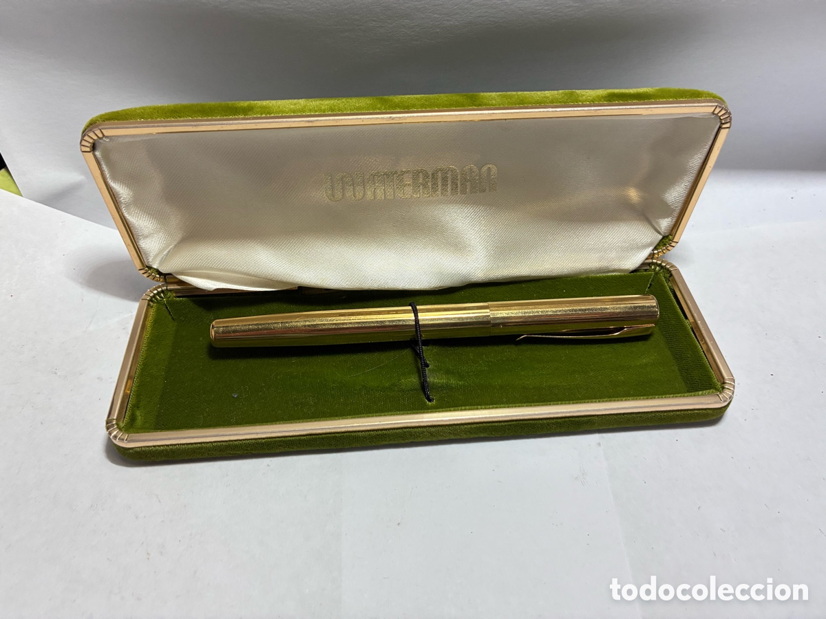 Plumas estilogr&aacute;ficas antiguas: PLUMA WATERMAN CHAPADA EN ORO. PLUM&Iacute;N 18K. FRANCIA