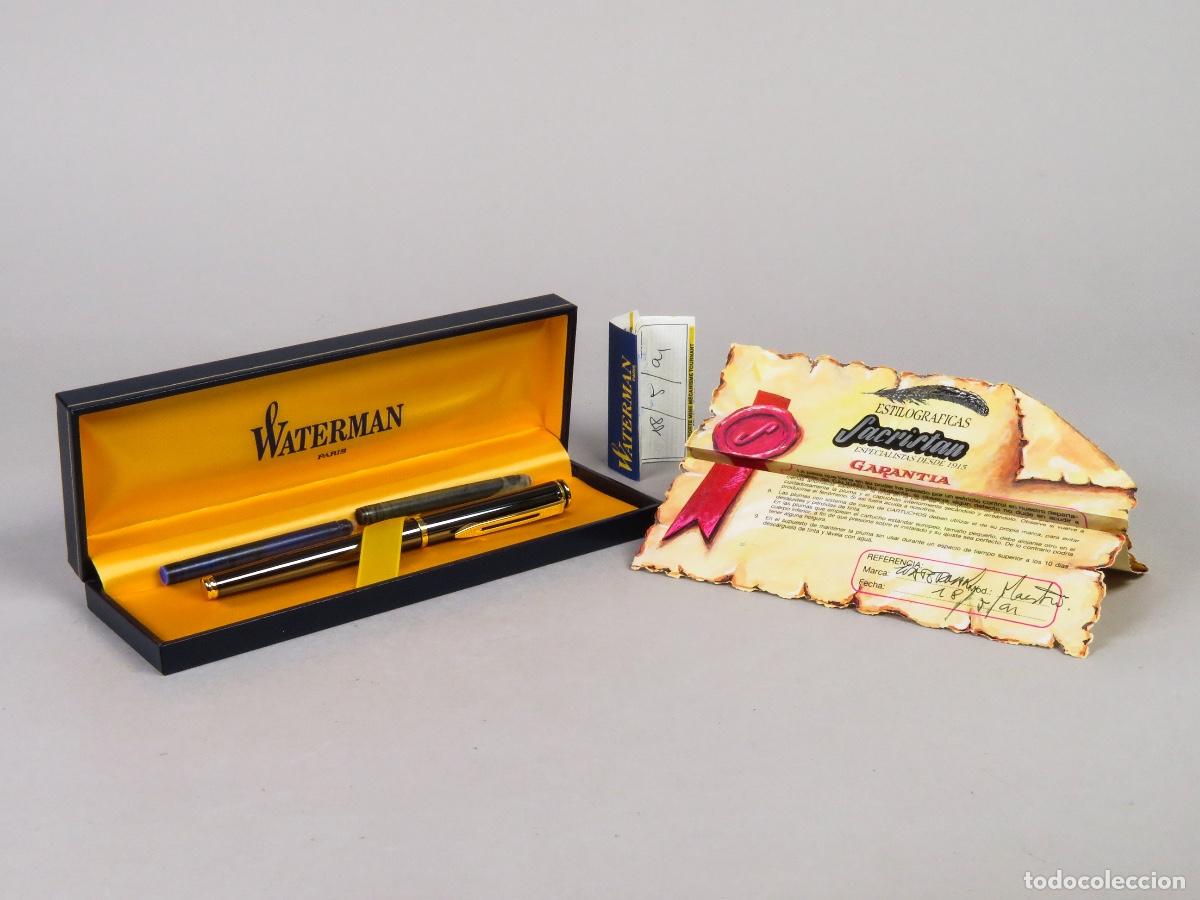 Plumas estilogr&aacute;ficas antiguas: Pluma Waterman estuche original garantia Modelo Maestro 1980