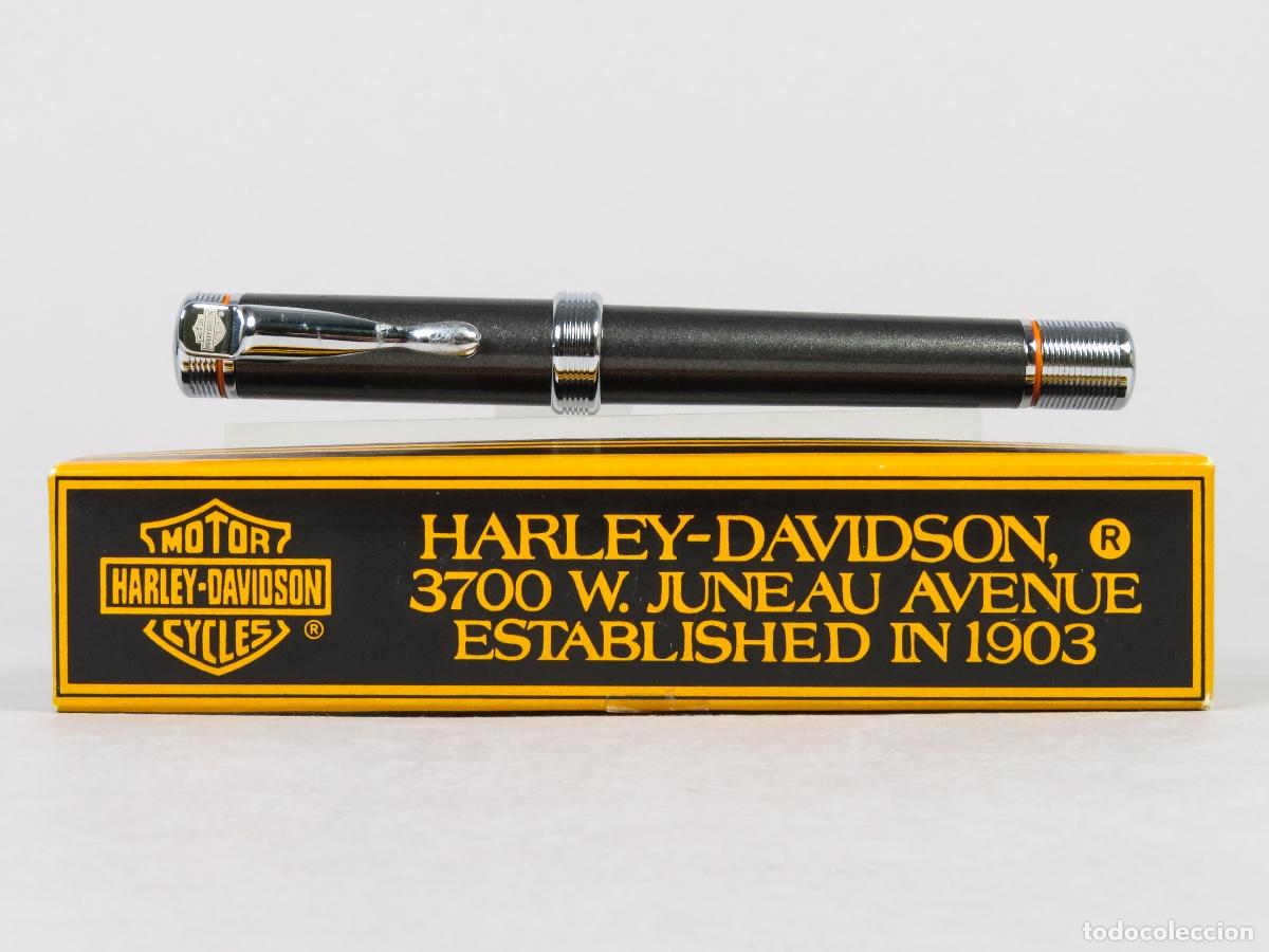 Plumas estilogr&aacute;ficas antiguas: Pluma Harley Davidson con estuche original