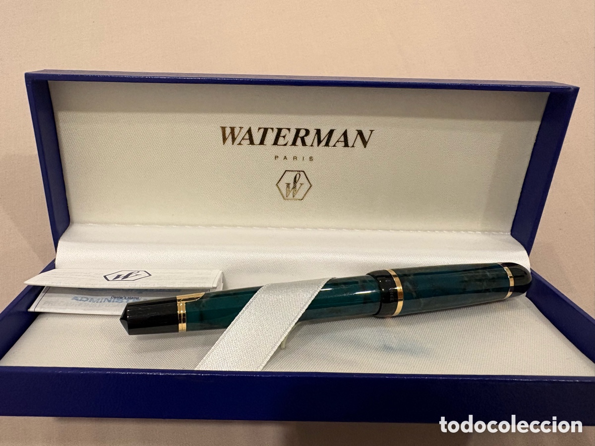 Plumas estilogr&aacute;ficas antiguas: WATERMAN EXCLUSIVE VERDE &ndash; PLUMA ESTILOGR&Aacute;FICA &ndash; PLUM&Iacute;N ORO 18K 750 &ndash; CAJA ORIGINAL