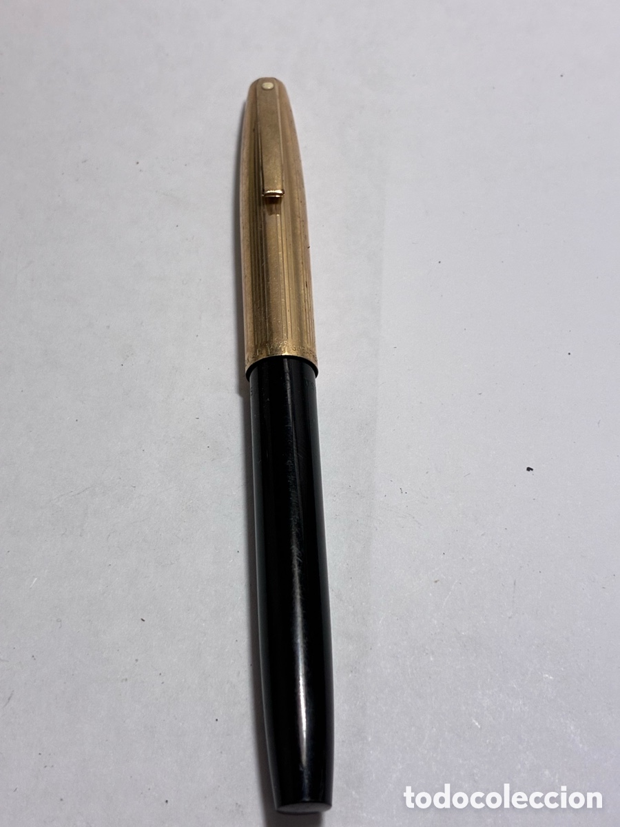Plumas estilogr&aacute;ficas antiguas: ANTIGUA ESTILOGRAFICA SHEAFFER NEGRA PLUMIN ORO 585