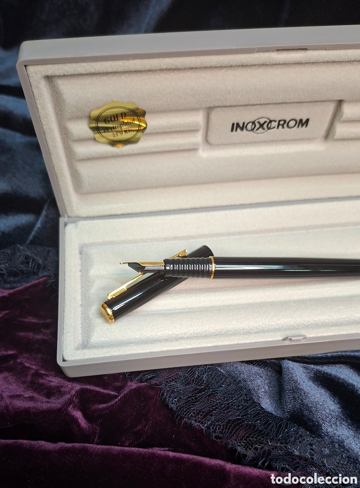 Plumas estilogr&aacute;ficas antiguas: Pluma Inoxcrom nueva en caja original. - Foto 3