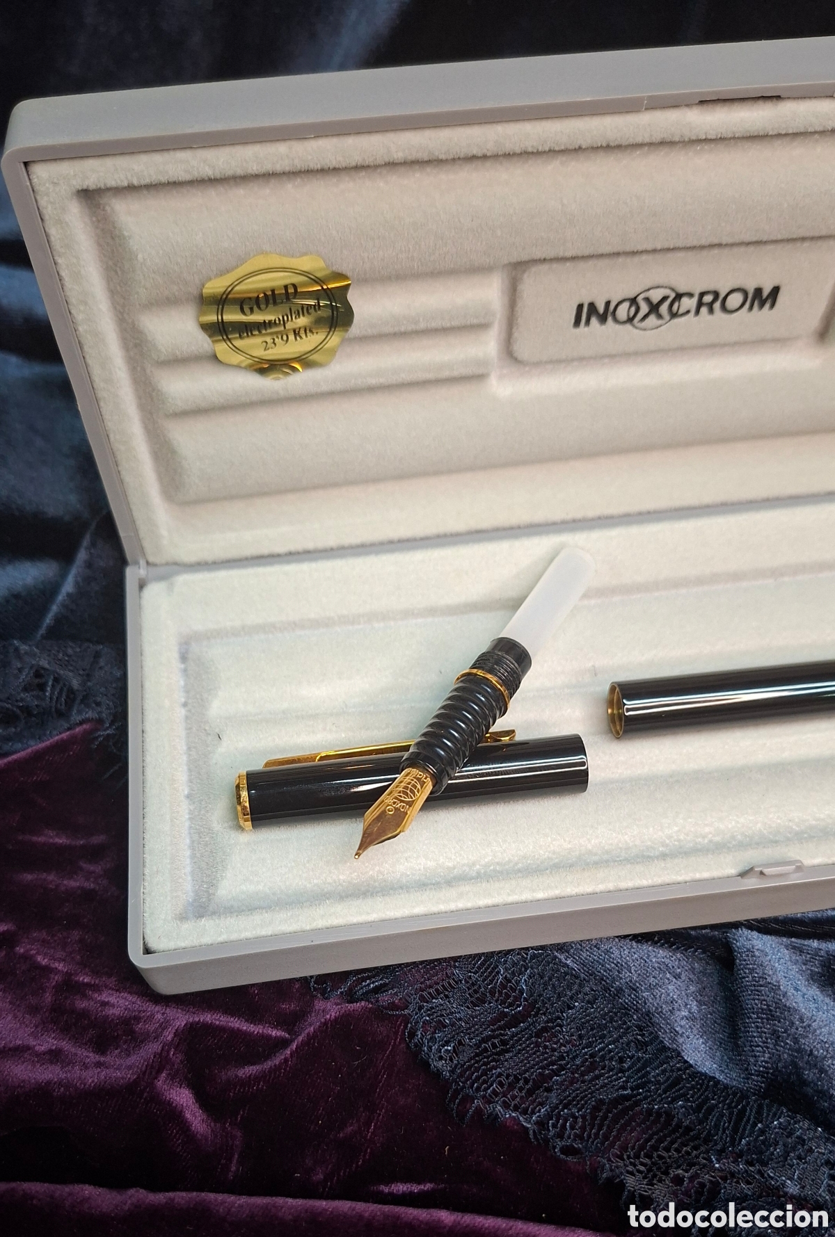 Plumas estilogr&aacute;ficas antiguas: Pluma Inoxcrom nueva en caja original. - Foto 4