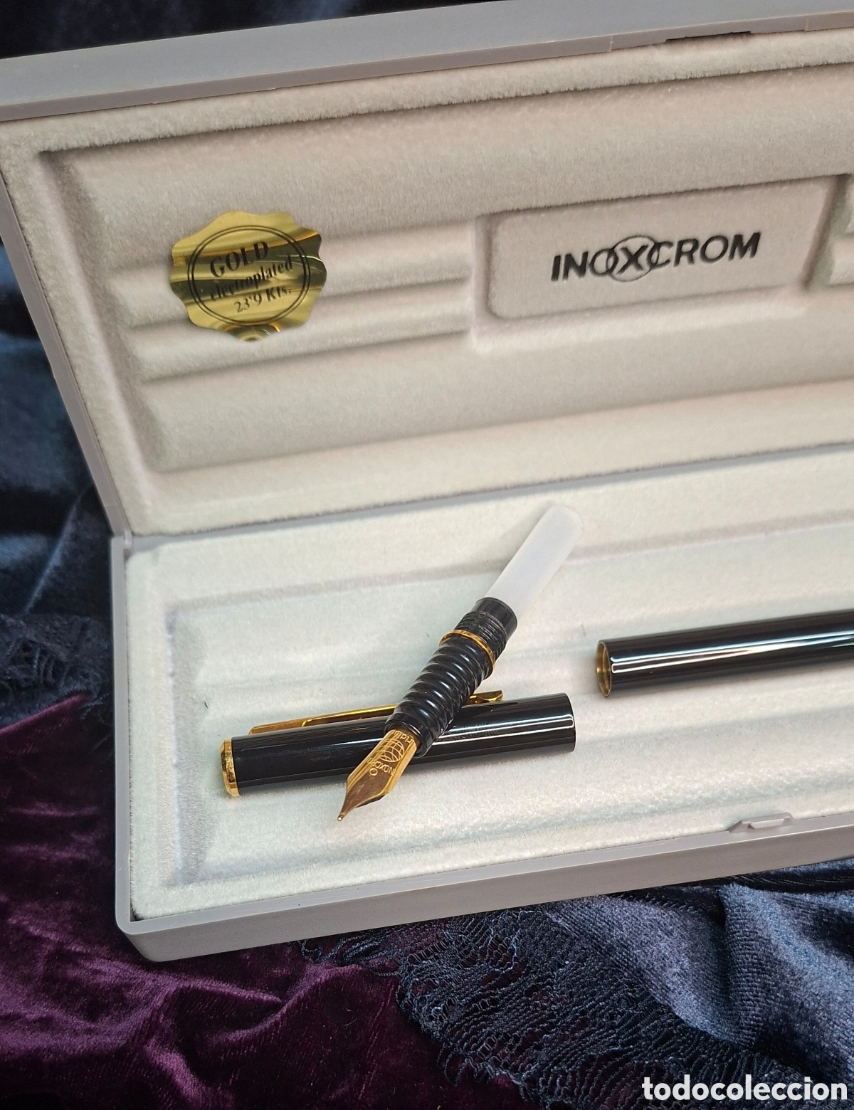 Plumas estilogr&aacute;ficas antiguas: Pluma Inoxcrom nueva en caja original. - Foto 6