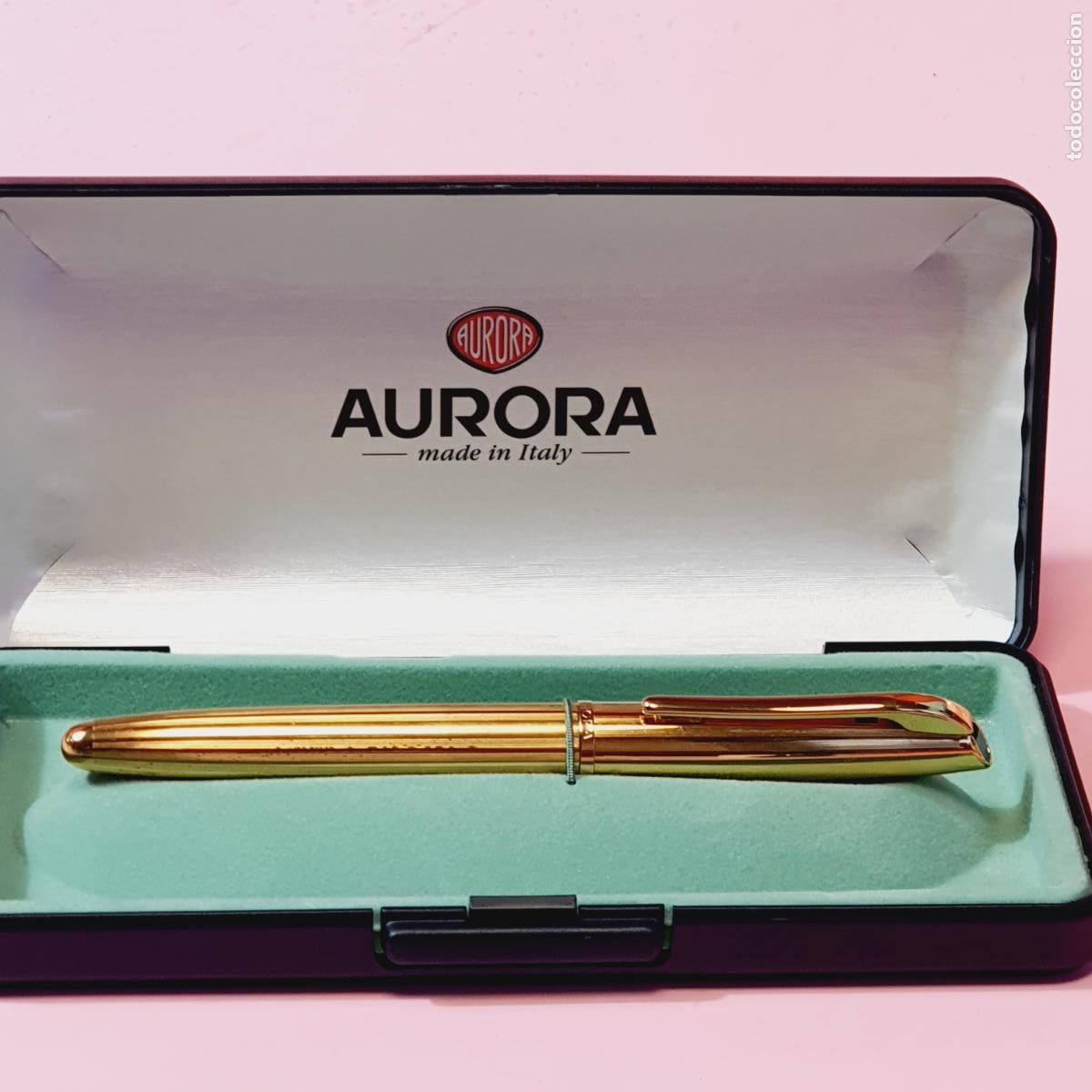 Plumas estilogr&aacute;ficas antiguas: Pluma Aurora-Italia-Gold-Excelente.
