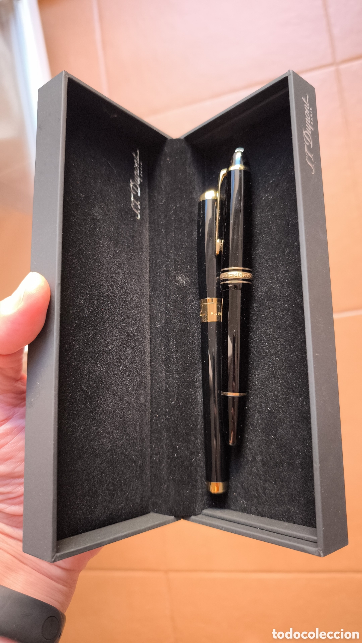 Plumas estilogr&aacute;ficas antiguas: Plumas Montblanc y Dupont 585 plumin oro