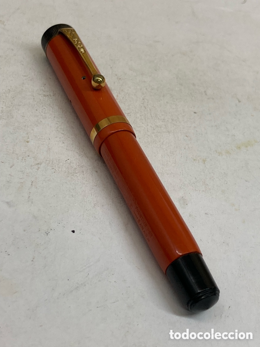 Plumas estilogr&aacute;ficas antiguas: Pluma Parker cuerpo celuloide naranja