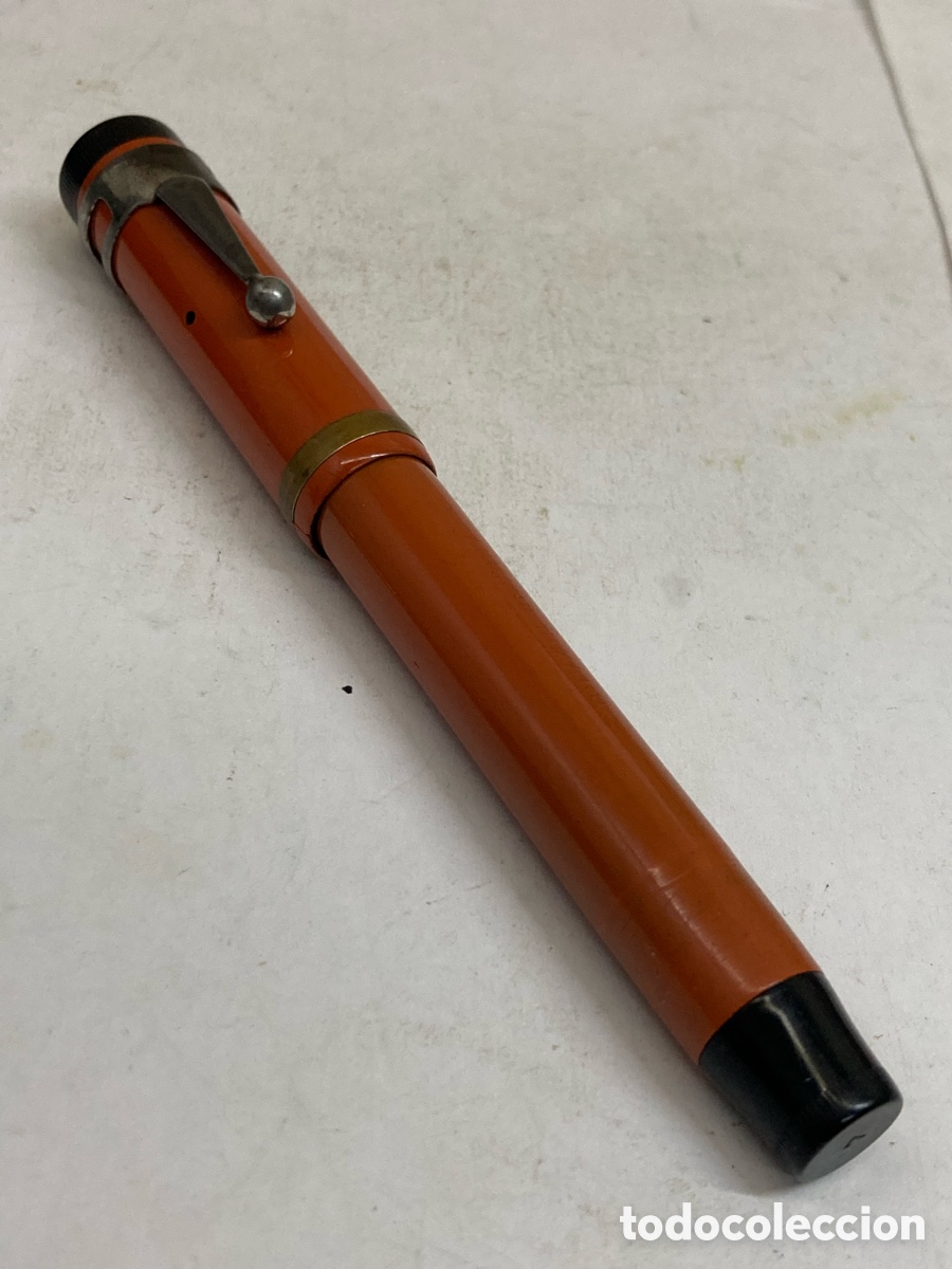 Plumas estilogr&aacute;ficas antiguas: Parker Duofold en color rojo anaranjado