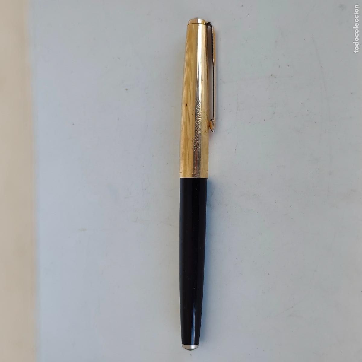 Plumas estilogr&aacute;ficas antiguas: Pluma Parker 61 Vintage Canad&aacute; (R.D. 1956) - Sistema Capilar - Capuch&oacute;n Dorado