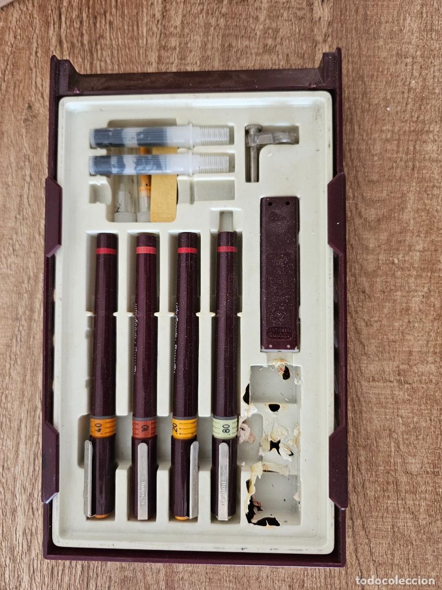 Plumas estilogr&aacute;ficas antiguas: Rotring rapidograph- Juego Estuche dibujo t&eacute;cnico