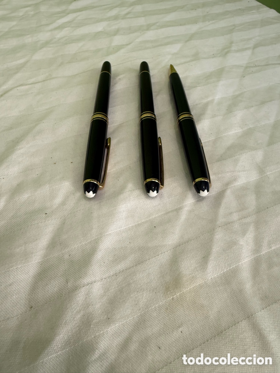 Plumas estilogr&aacute;ficas antiguas: Magn&iacute;fico set de 3 MONTBLANC MEISTERST&Uuml;CK CLASSIQUE &ndash; Pluma oro 14K, Roller y Bol&iacute;grafo &ndash; A&ntilde;os 90