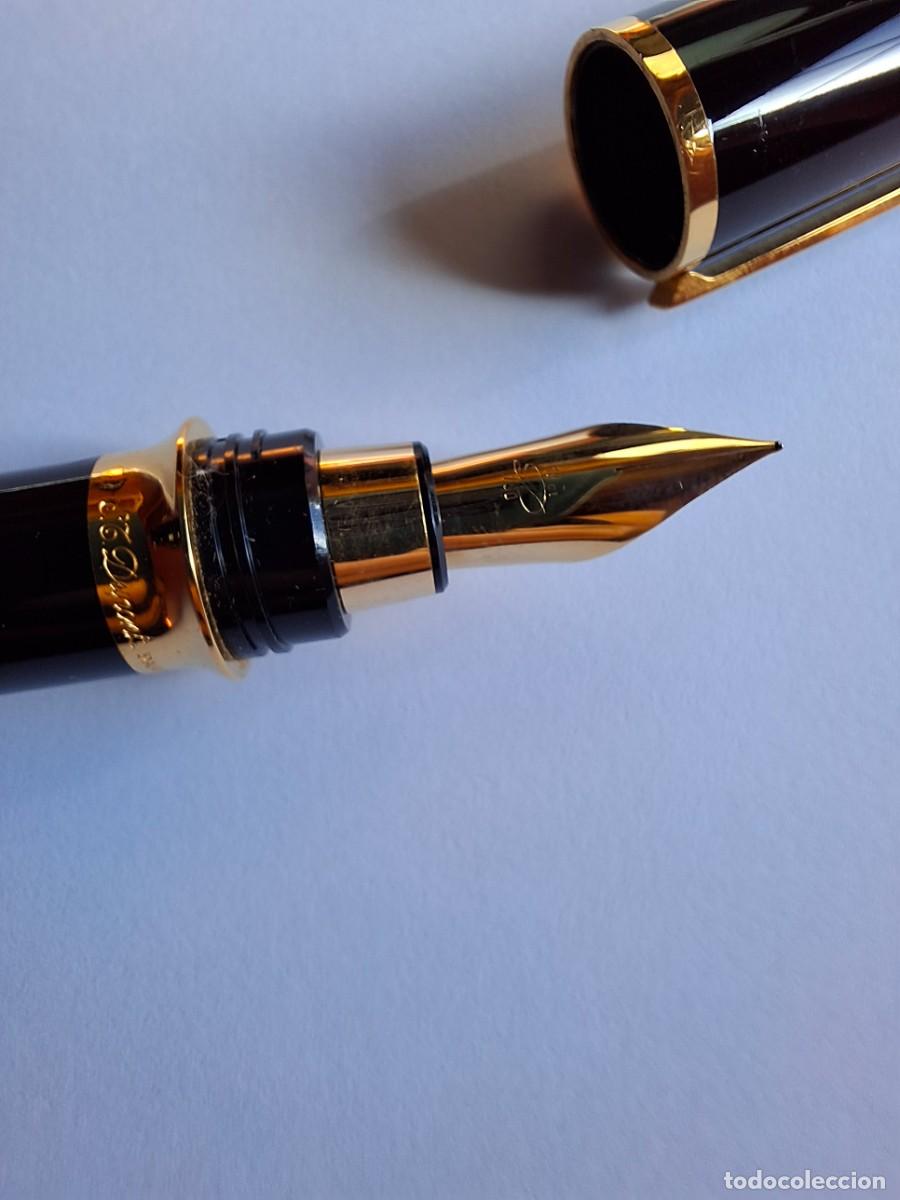 Plumas estilogr&aacute;ficas antiguas: Pluma estilogr&aacute;fica Dupont Montparnasse negra Laca china 18 kt