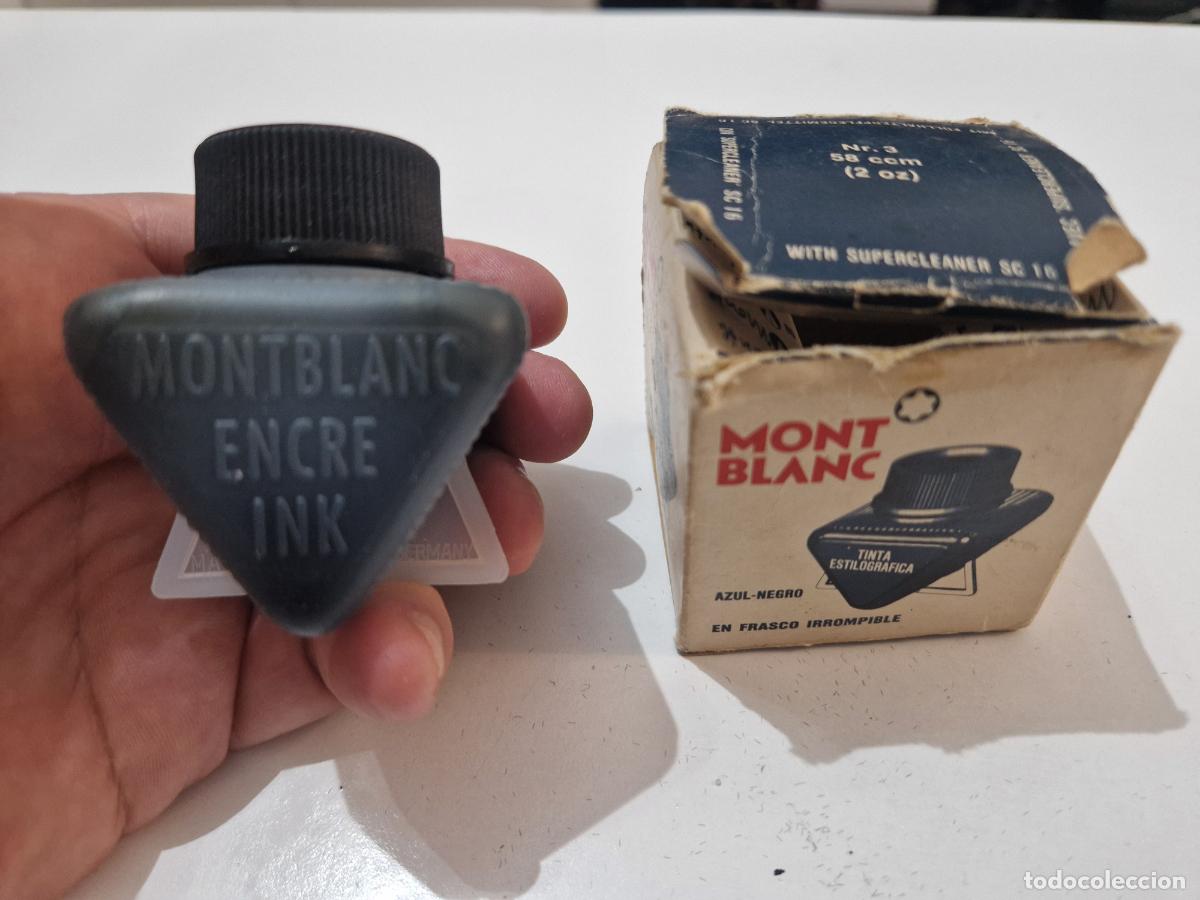 Plumas estilogr&aacute;ficas antiguas: antiguo tintero para pluma estilografica montblanc plastico tinta caja a&ntilde;os 70 vintage
