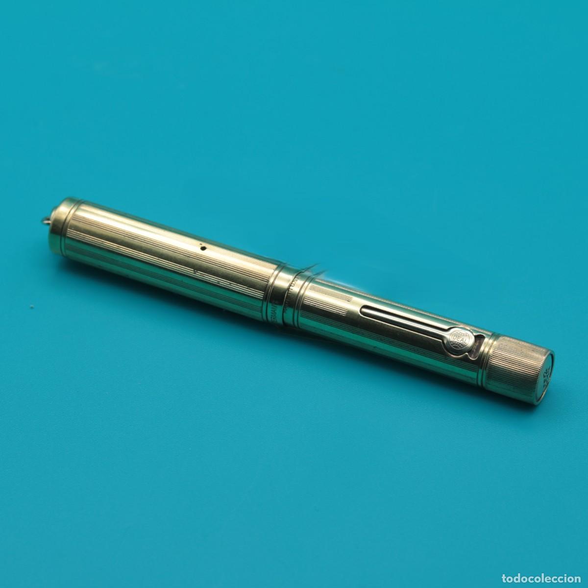 Plumas estilogr&aacute;ficas antiguas: Pluma Waterman Ideal 0552 &frac12; V Sheraton &mdash; Oro laminado, a&ntilde;os 20