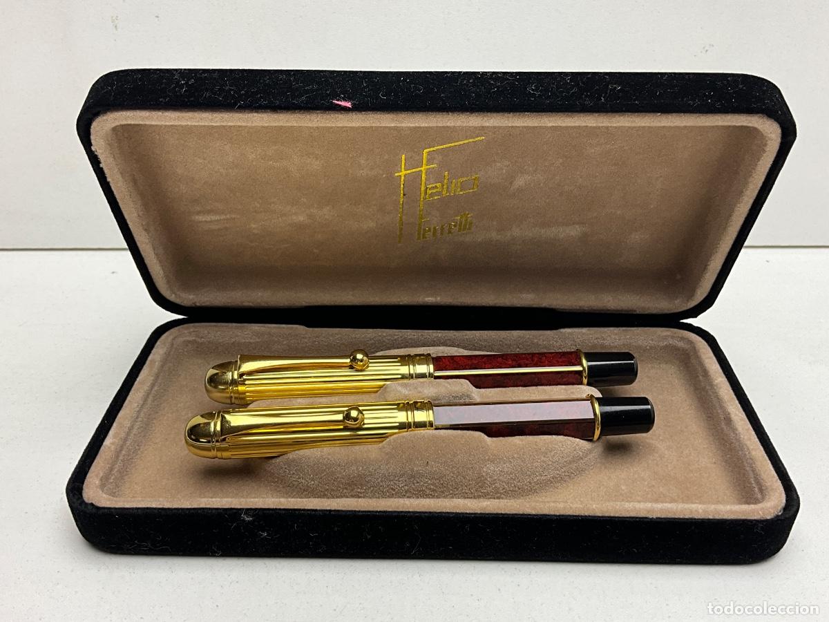 Plumas estilogr&aacute;ficas antiguas: CONJUNTO DE PLUMA Y BOLIGRAFO HELIO FERRETI - NUEVO A ESTRENAR