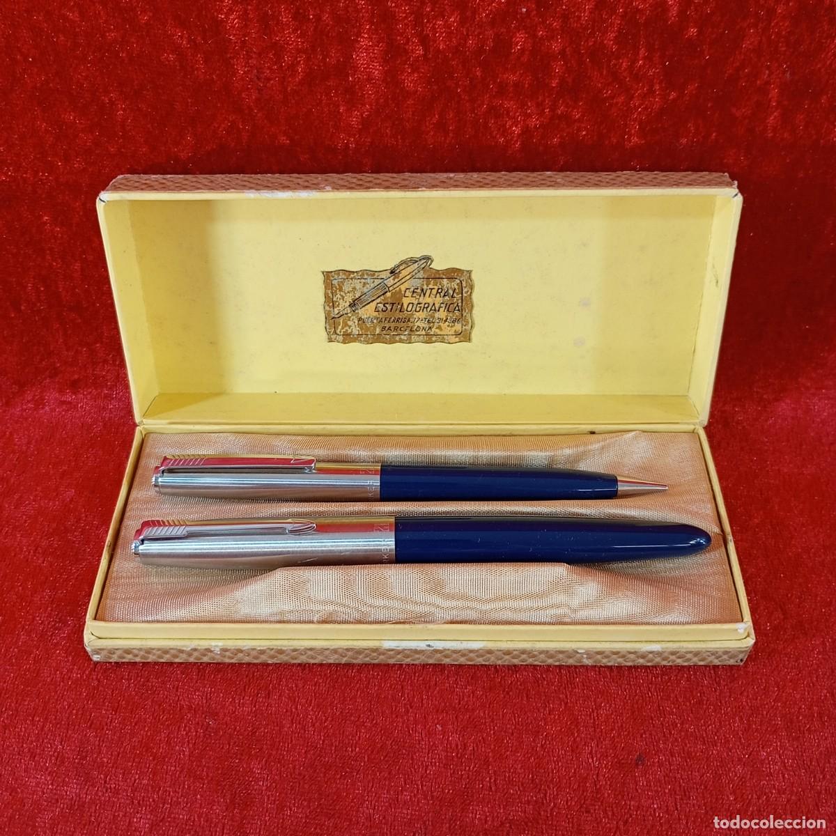 Plumas estilogr&aacute;ficas antiguas: SET DE PLUMA Y LAPIZ PORTAMINAS - MARCA CENTRAL EST&Iacute;LOGRAFICA - CON SU ESTUCHE - 13 CM