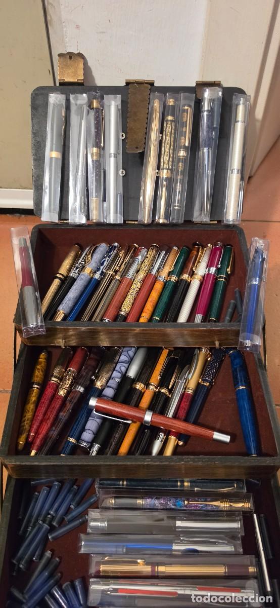 Plumas estilogr&aacute;ficas antiguas: Preciosa colecci&oacute;n de plumas sin usar mas de 60 y caja
