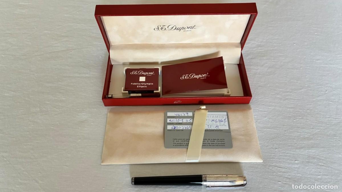 Plumas estilogr&aacute;ficas antiguas: Estilogr&aacute;fica S.T. Dupont Fid&eacute;lio laca negra Plum&iacute;n de oro 14K. Con estuche y papeles