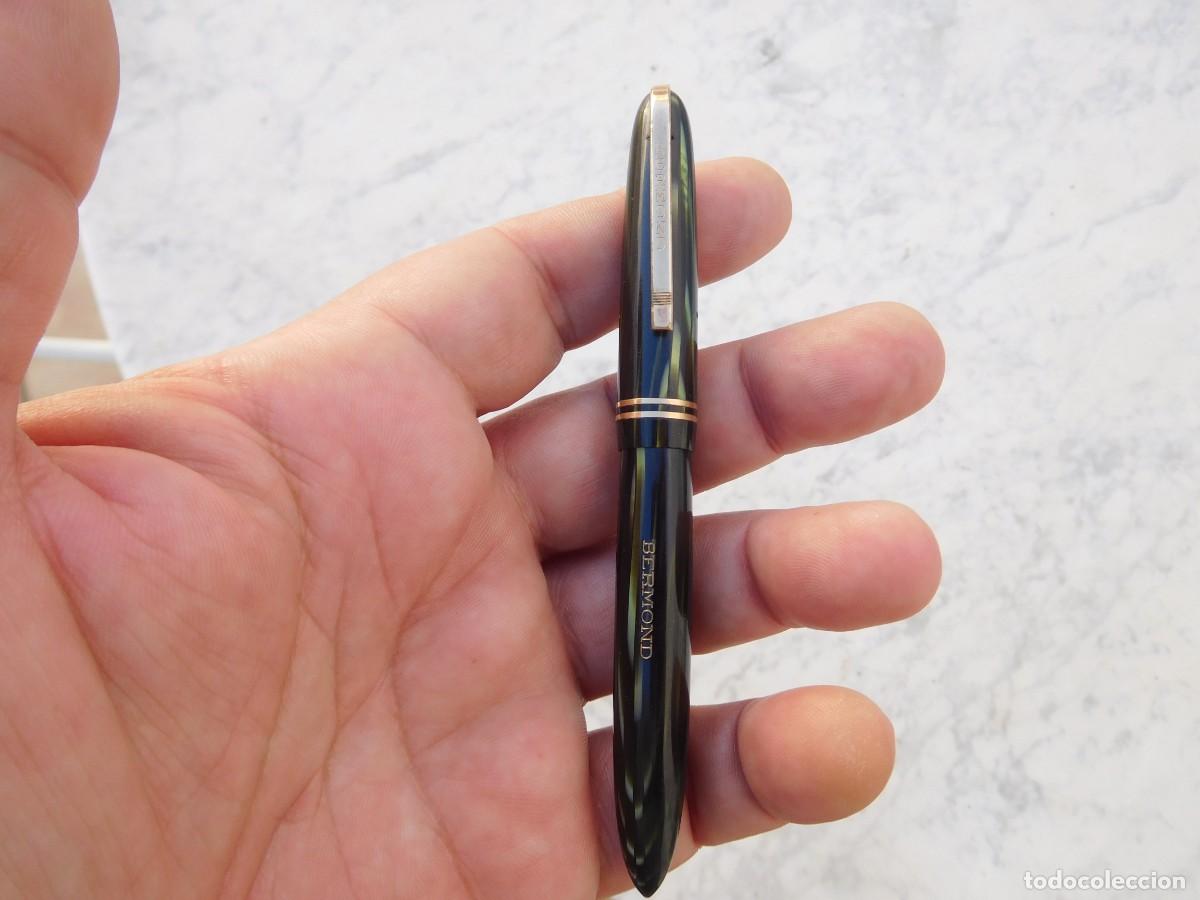 Plumas estilogr&aacute;ficas antiguas: Pluma estilogr&aacute;fica antigua Bermond plum&iacute;n oro 14K