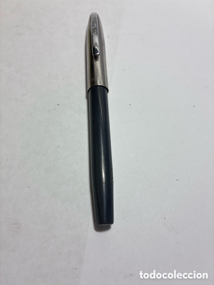 Plumas estilogr&aacute;ficas antiguas: Pluma Sheaffer antigua capuch&oacute;n acero chip cromado con la marca