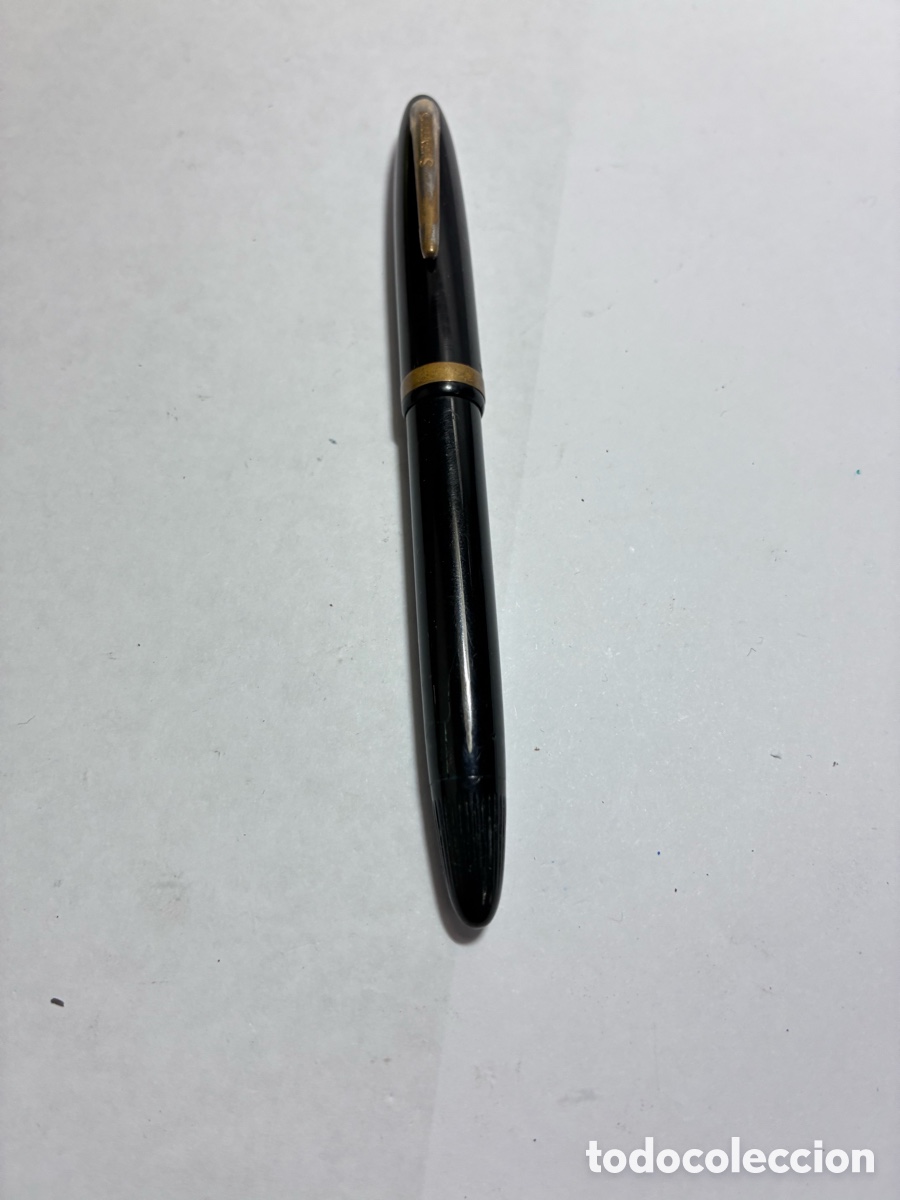 Plumas estilogr&aacute;ficas antiguas: Pluma estilogr&aacute;fica Sheaffer Cadet Touchdown, negra, plum&iacute;n de oro de 14 quilates n.&ordm; 23