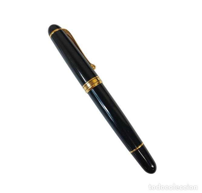 Plumas estilogr&aacute;ficas antiguas: PLUMA ESTILOGR&Aacute;FICA AURORA. RESINA NEGRA Y PLUM&Iacute;N EN ORO 14K. ITALIA.