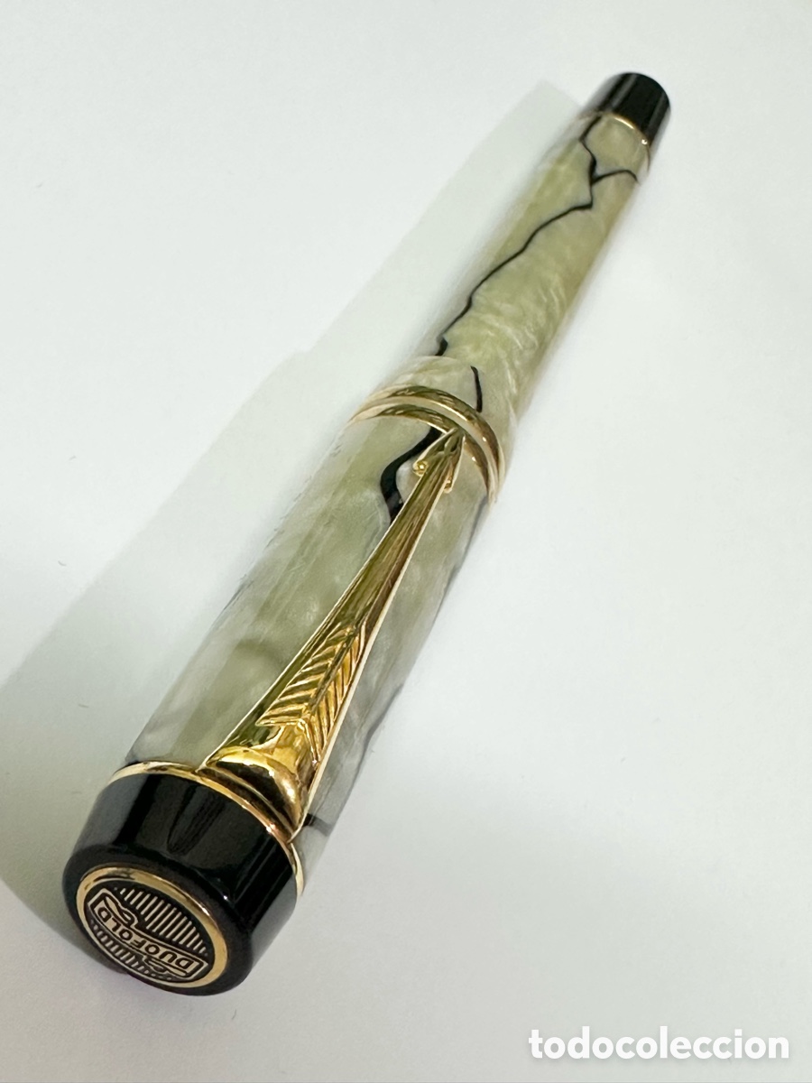 Plumas estilogr&aacute;ficas antiguas: Pluma Parker Duofold estilogr&aacute;fica 18K 750 M nuevo