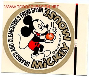 Etiquetas antiguas: ETIQUETA ADHESIVO NARANJAS MICKEY MOUSE