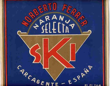 Etiquetas antiguas: CARTEL ITO ETIQUETA NARANJAS SKI ANTIGUA NORBERTO FERRER ESQUI CARCAGENTE VALENCIA ORIGINAL K5