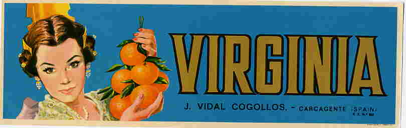 Etiquetas antiguas: CARTEL ITO NARANJAS VIRGINIA ALARGADA VALENCIANA K14