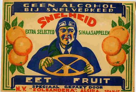 Old Labels: GRAN ETIQUETA CARTEL ITO NARANJAS SNELHEID PILOTO AUTOMOVIL GEEN ALCOHOL ALCIRA GRANDE ORIGINALK3