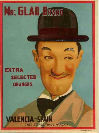 Old Labels: CARTEL ITO ETIQUETA NARANJAS MR. GLAD EL FLACO BRAND VALENCIA ORIGINAL K2