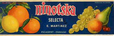 Etichette antiche: CARTEL ITO ETIQUETA PUBLICIDAD NARANJAS Y FRUTAS NINOTSKA PICASENT VALENCIA ORIGINAL K14
