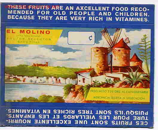 Etichette antiche: ETIQUETA FRUTAS EL MOLINO  MALLORCA