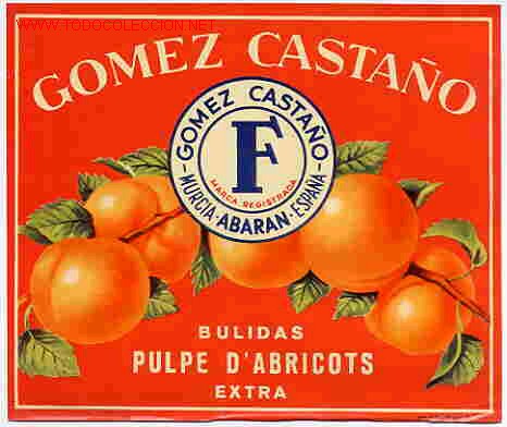 Etichette antiche: ETIQUETA CARTEL  ALBARICOQUES GOMEZ CASTA&Ntilde;O ROJA