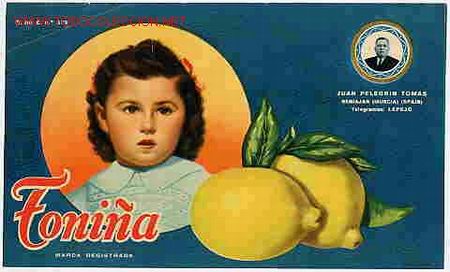 Alte Etiketten: CARTEL ITO ETIQUETA NARANJAS LIMONES TONI&Ntilde;A JUAN PELEGRIN BENIAJAN MURCIA ORIGINAL K4