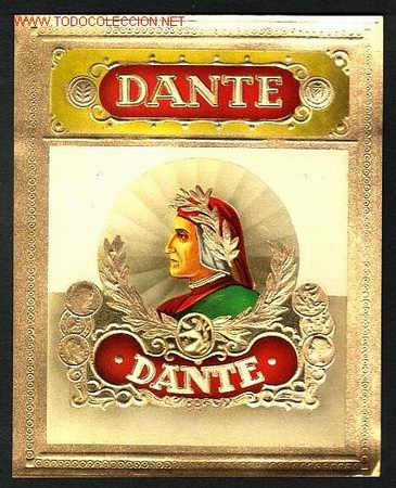 Etiquetas antiguas: Bonita etiqueta en relieve de tabaco DANTE (tabacofilia)