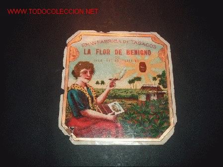 Etiquetas antiguas: LITOGRAFIA DE TABACO,LA FLOR DE BENIGNO - Foto 1