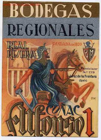 Alte Etiketten: ETIQUETA CO&Ntilde;AC ALFONSO I ER 1