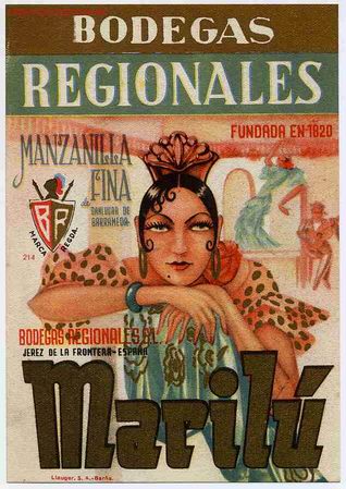 Old Labels: ETIQUETA MANZANILLA FINA MARILU ER 30
