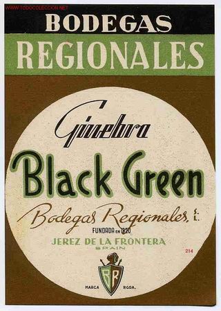 Etiquetas antiguas: ETIQUETA GINEBRA BLACK GREEN  ER 37
