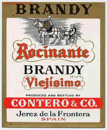 Etiquetas antiguas: ETIQUETA BRANDY ROCINANTE QUIJOTE ER 38