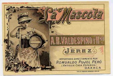 Etiquetas antiguas: ETIQUETA LA MASCOTA JEREZ   ER 53
